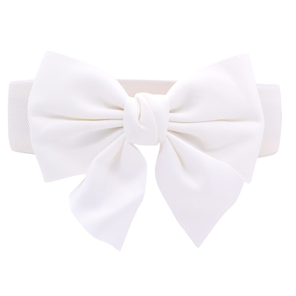 5947 Cute Wide Elastic Bow Knot Design Vintage Waist Belt Corset Waistband